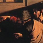 Particolare "Vocazione di San Matteo" del Caravaggio
