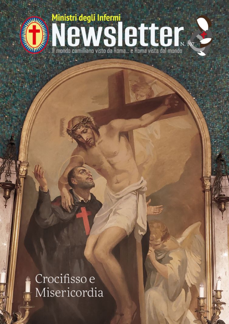 copertina newsletter numero 107 con san camillo e crocifisso